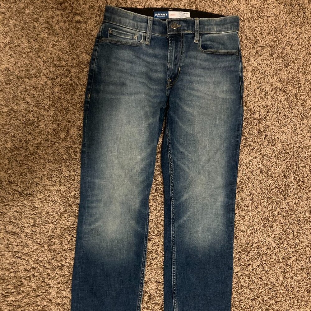 Old Navy Straight 360° Tech Stretch Performance Jeans 28 X 28 Medium Blue Faded